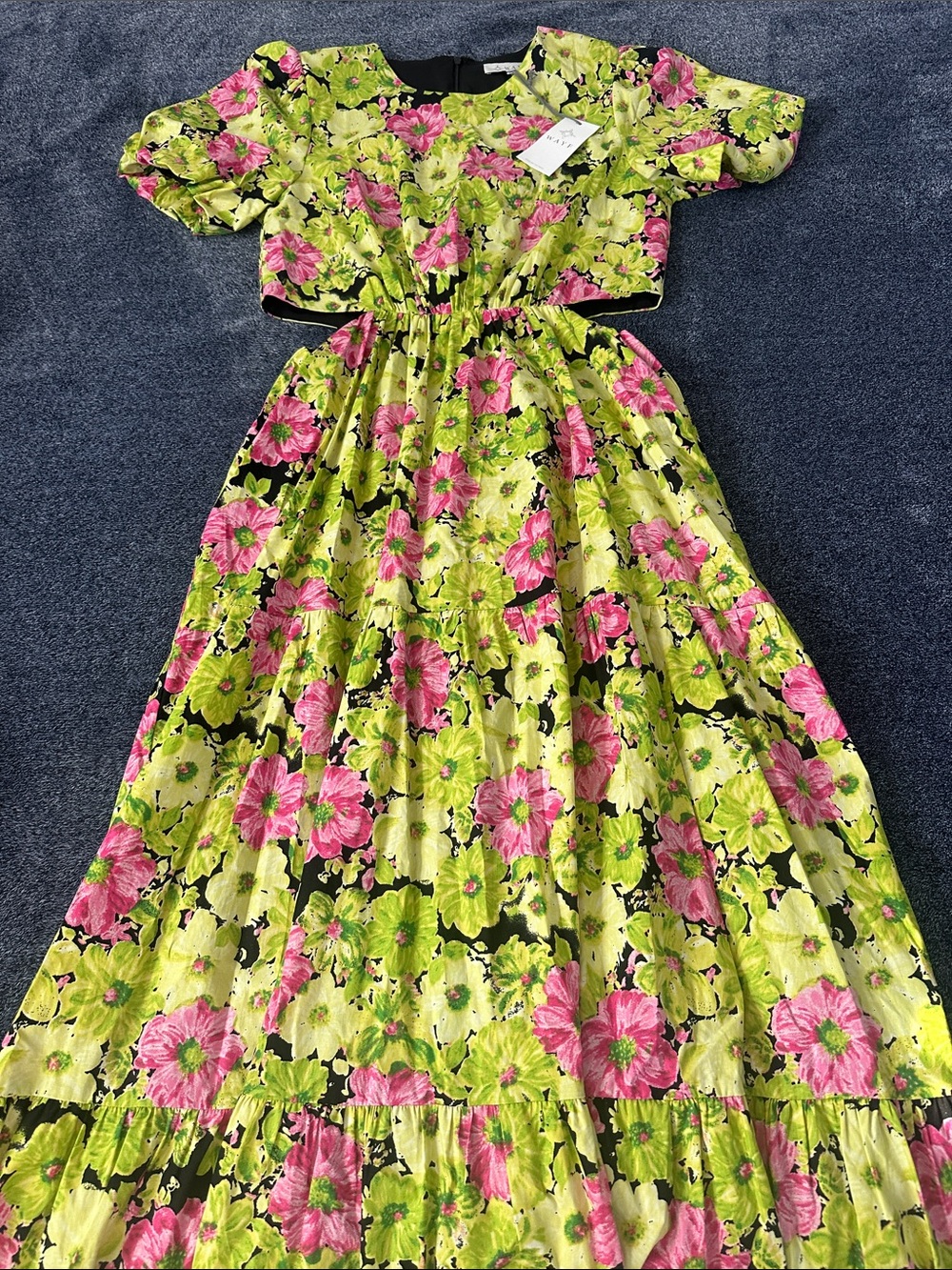 Wayf Pink & Lime Floral Two-Piece Maxi Dress